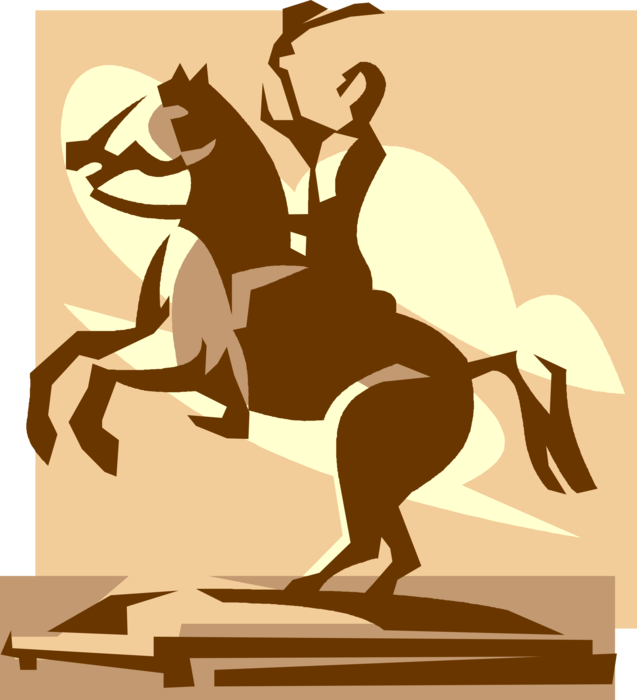 Vector Illustration of Andrew Jackson Equestrian Horse Statue in Jacksonville, Florida, United States
