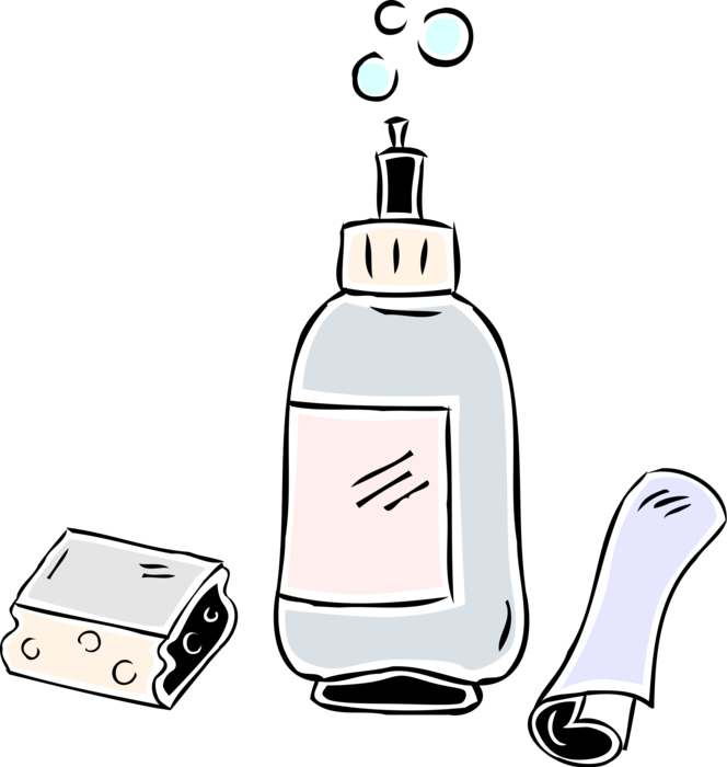 Vector Illustration of Liquid Hand Soap with Washcloth