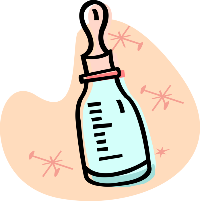 Vector Illustration of Newborn Infant Baby Bottle with Formula Milk