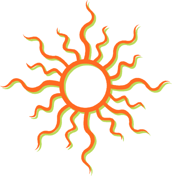 Vector Illustration of Sun Shining with Heat Rays