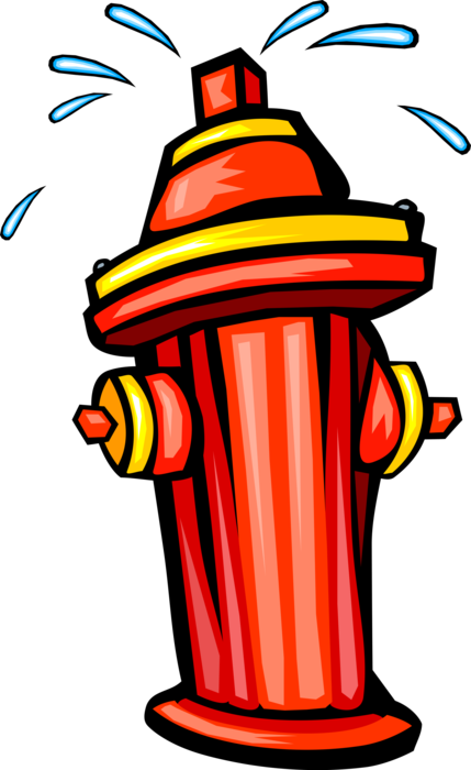 Vector Illustration of Fire Hydrant Connects Firefighters Hose to Water Supply to Fight Fire