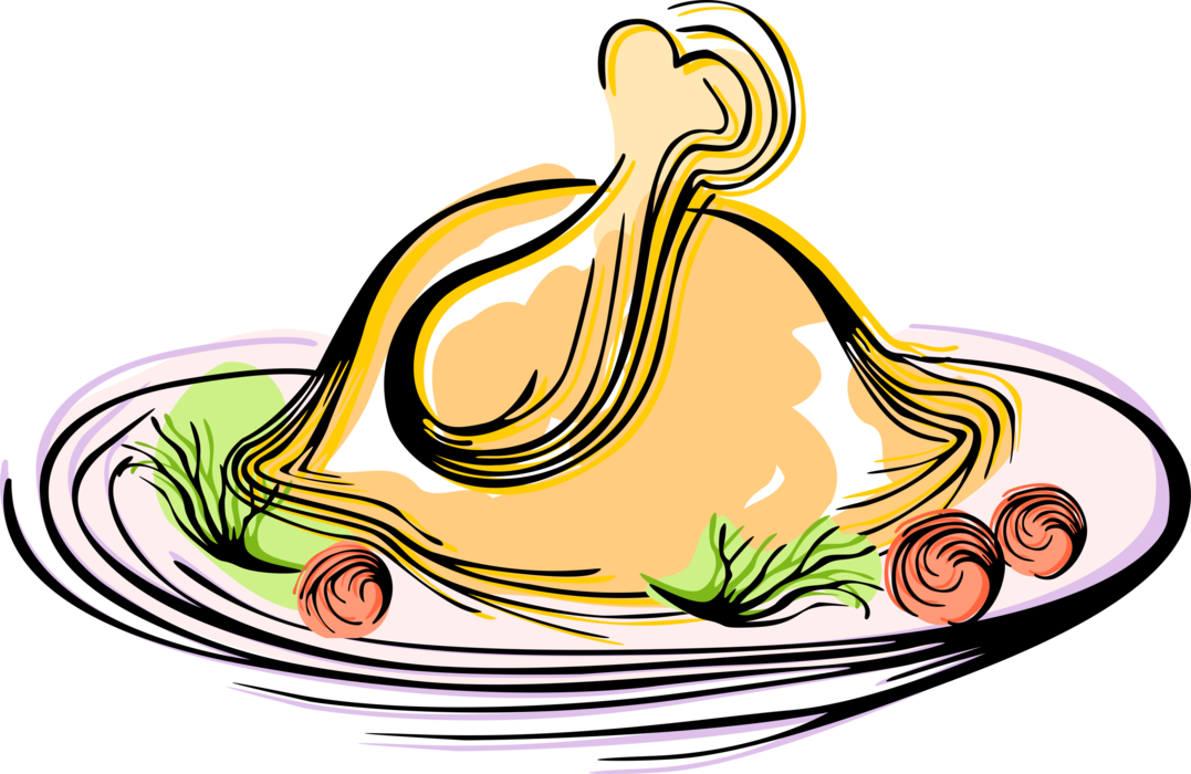 Vector Illustration of Roast Turkey Traditional Christmas or Thanksgiving Poultry Dinner