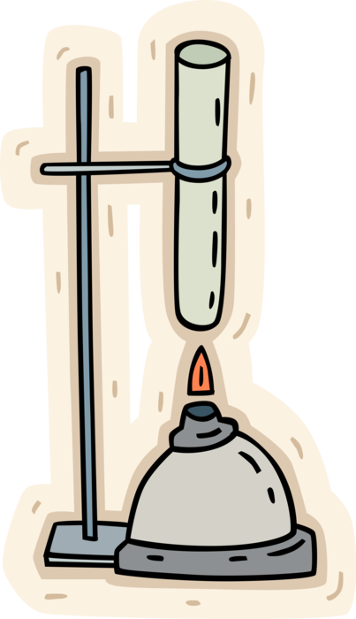 Vector Illustration of Bunsen Burner with with Science Glassware Test Tube