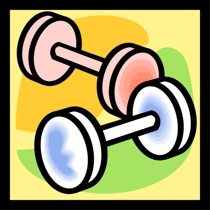Vector Illustration of Exercise and Physical Fitness Barbell or Dumbbell Weights