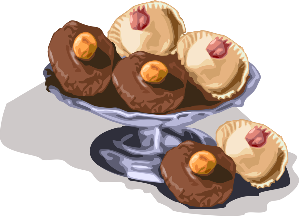 Vector Illustration of Baked Dessert Cookies on Serving Tray