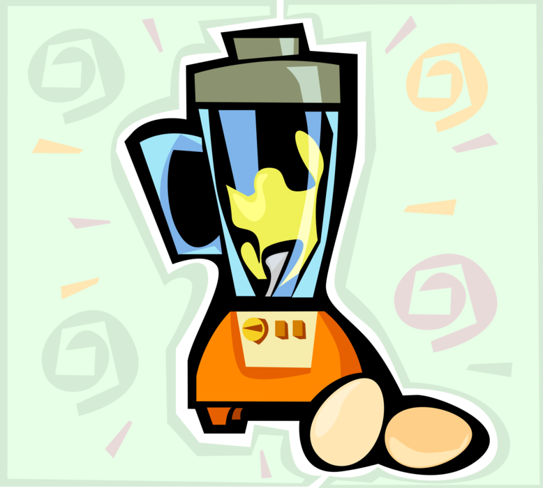 Vector Illustration of Kitchen Small Appliance Food Blender with Eggs