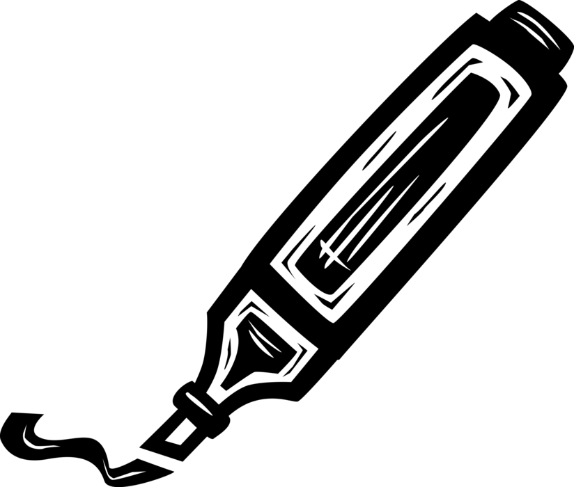 Vector Illustration of Magic Marker Felt-Tip Stationery Hi-Liter Highlighter Marking Pen
