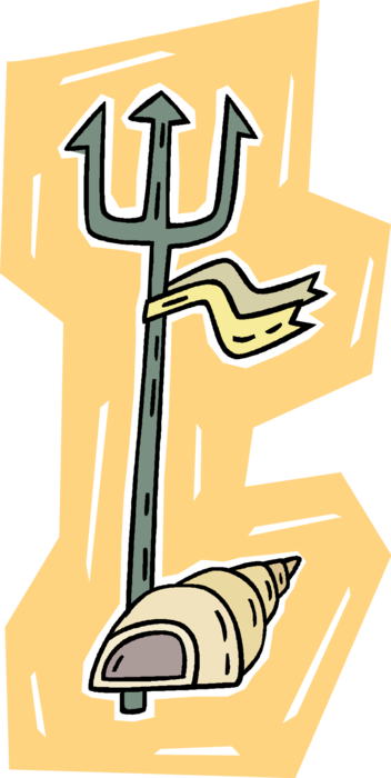 Vector Illustration of Trident of Poseidon Three-Pronged Spear