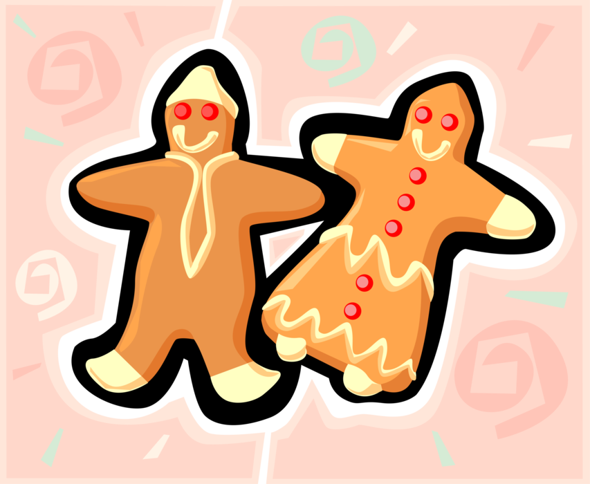 Vector Illustration of Baked Goods Gingerbread Man Cookie Biscuit