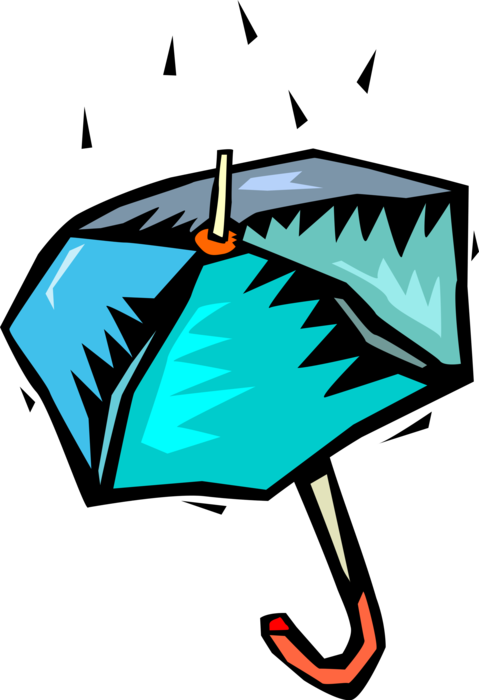 Vector Illustration of Rain on Umbrella or Parasol Rain Protection