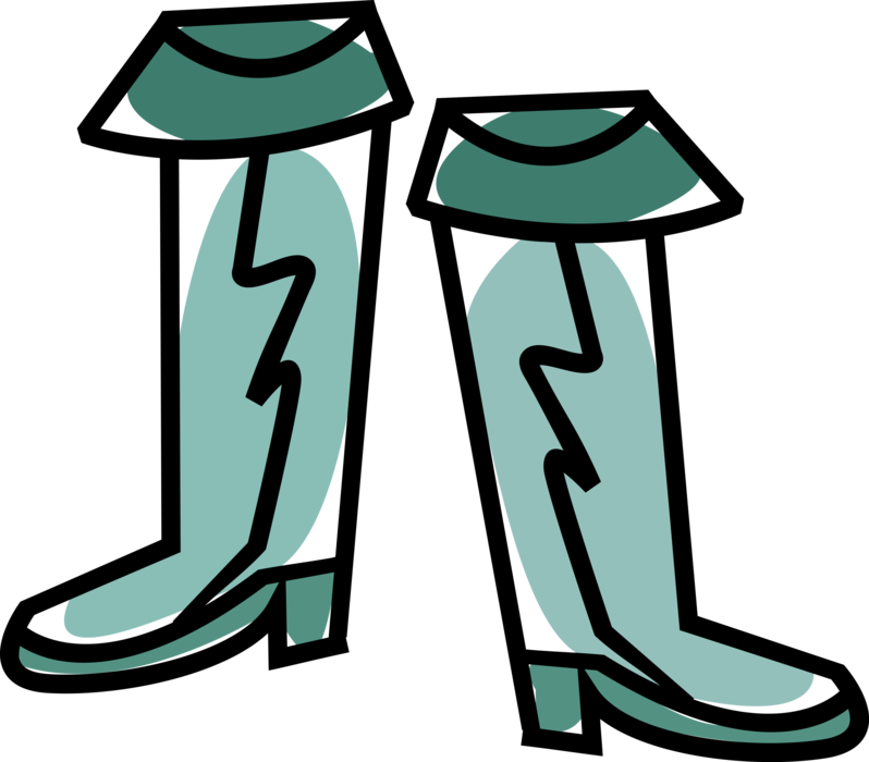 Vector Illustration of Waterproof Rubber Wading Boots Footwear