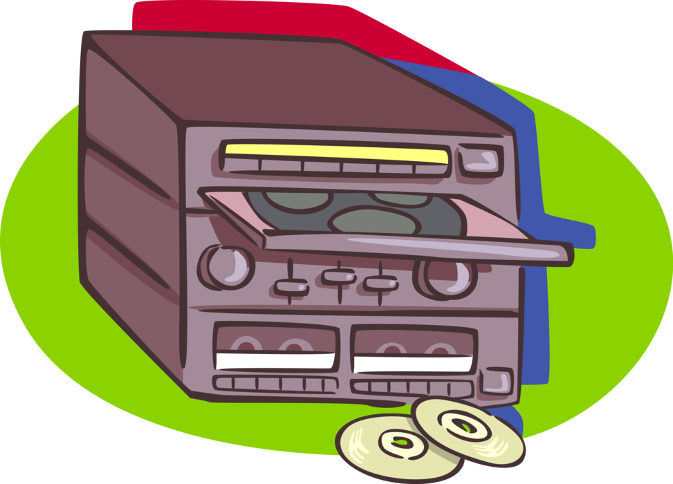 Vector Illustration of Personal Audio Entertainment Stereo System