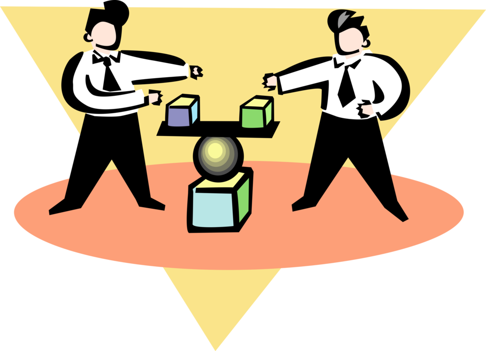 Vector Illustration of Businessmen Balancing Blocks
