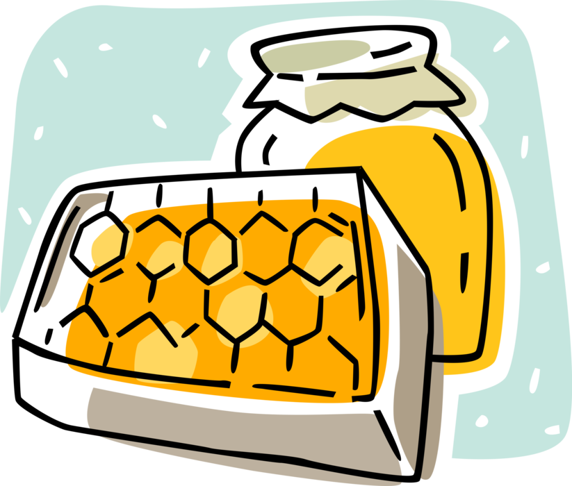 Vector Illustration of Apiary Honey Production Honeycomb with Fresh Honeybee Honey