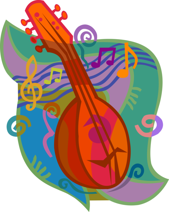 Vector Illustration of Mandolin Stringed Musical Instrument