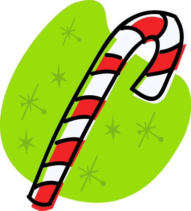 Vector Illustration of Traditional Christmas Candy Cane Peppermint Stick