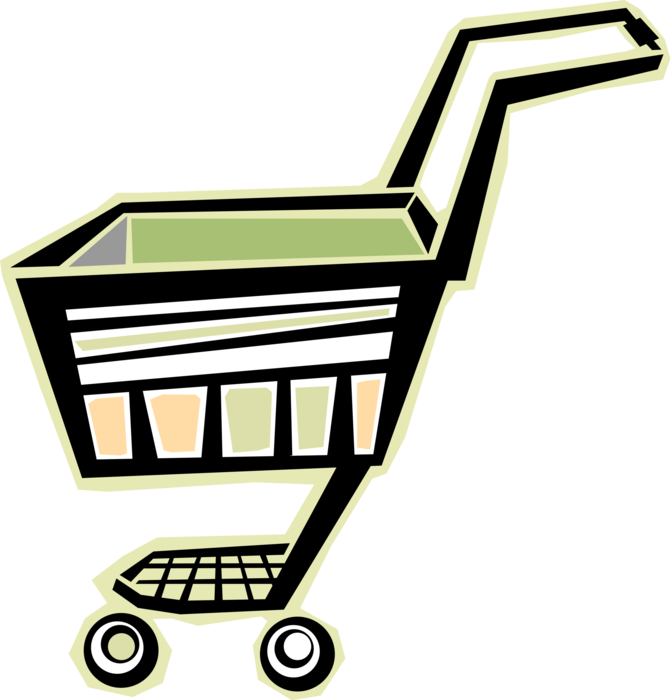 Vector Illustration of Supermarket Grocery Store Shopping Cart