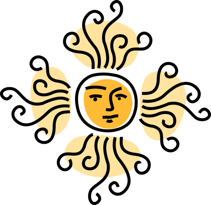 Vector Illustration of Anthropomorphic Sun Sunshine