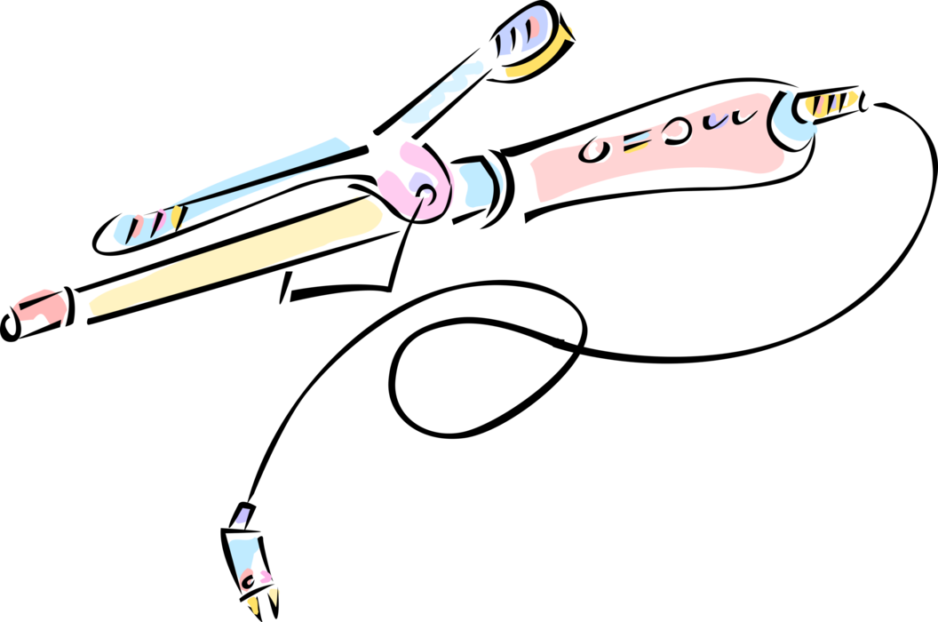 Vector Illustration of Electric Hair Iron or Curling Iron 