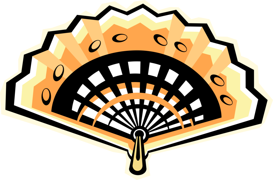 Vector Illustration of Folding Hand Fan Provides Air Circulation