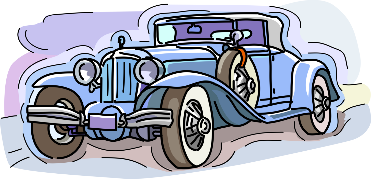 Vector Illustration of Vintage Antique Automobile Car Motor Vehicle