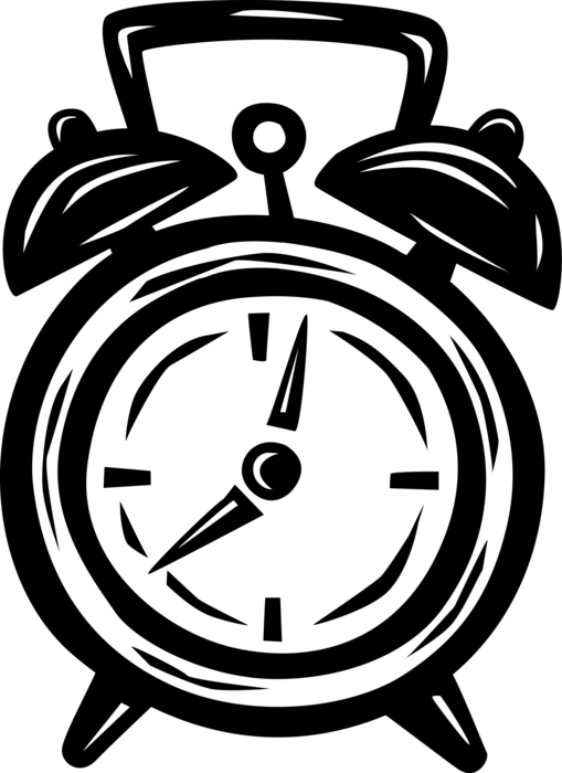 Vector Illustration of Alarm Clocks Display Time and Rings For Wake-Up Call