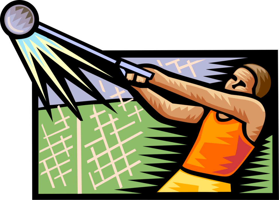 Vector Illustration of Track and Field Athletic Sport Contest Hammer Throw Spinning within the Circle