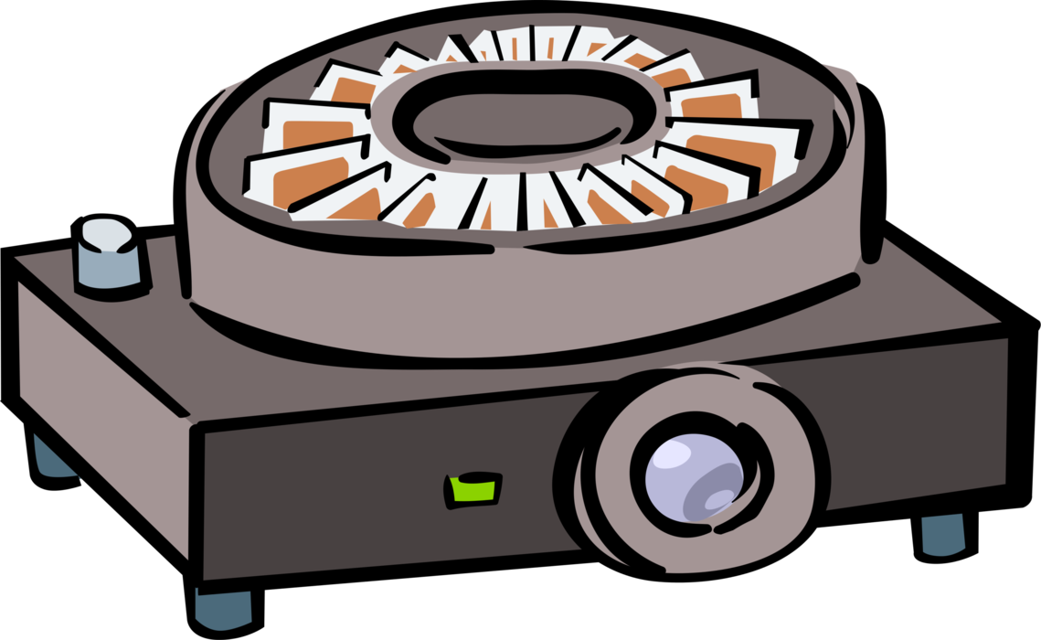 Vector Illustration of Slide Projector Opto-Mechanical Device Projects Photographic 35mm Slides