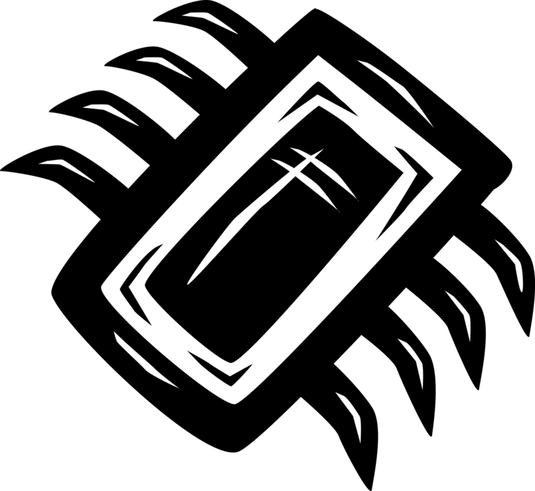 Vector Illustration of Information Technology Computer Chip Integrated Circuit Electronic Component