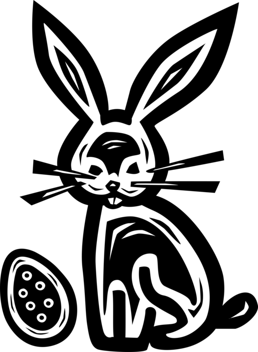 Vector Illustration of Pascha Easter Bunny Rabbit with Decorated Easter Egg