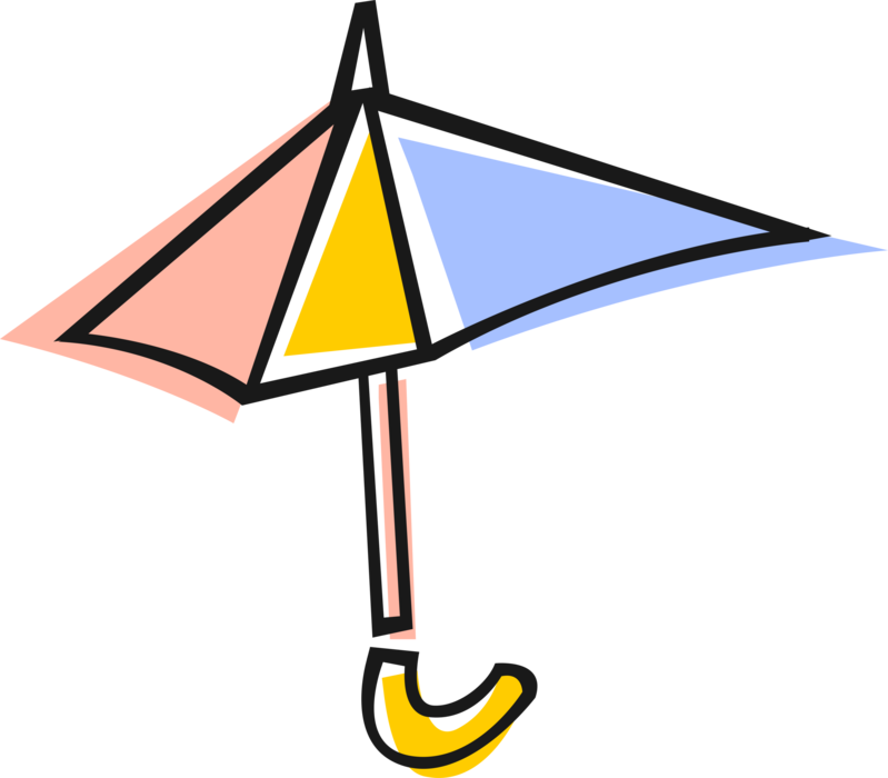 Vector Illustration of Umbrella or Parasol Provides Protection from Inclement Weather Rain or Bright Sunlight