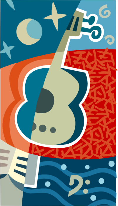 Vector Illustration of Acoustic Guitar Stringed Musical Instrument