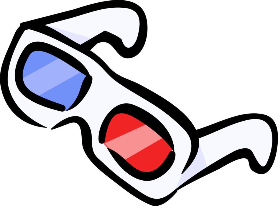 Vector Illustration of Stereoscopy 3D Eyeglasses Create Illusion of Depth