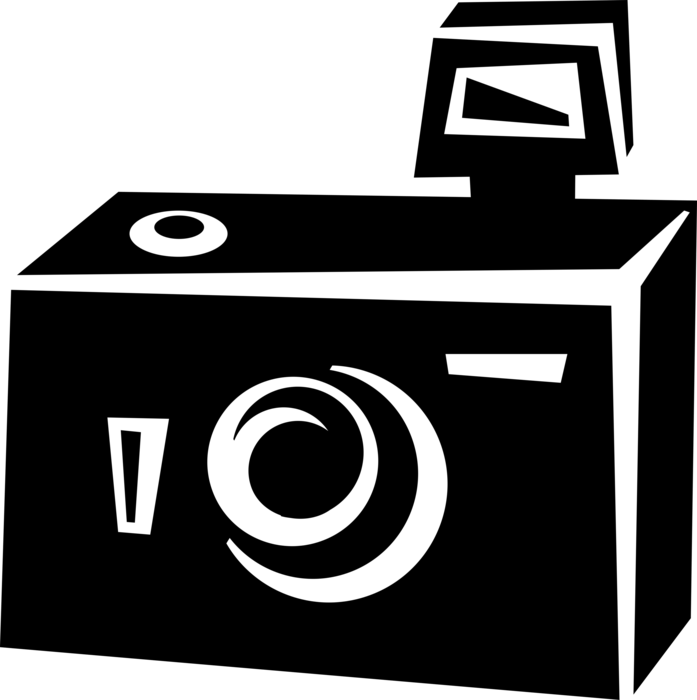 Vector Illustration of Photography Digital SLR 35mm Camera Produces Photographic Images