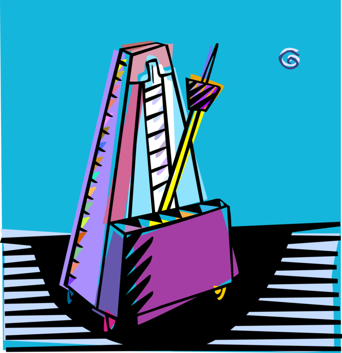 Vector Illustration of Musician's Metronome Helps Keep Steady Tempo, Music