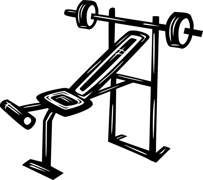 Vector Illustration of Bench Press used in Weight Training, Bodybuilding, Weightlifting with Barbell Weights