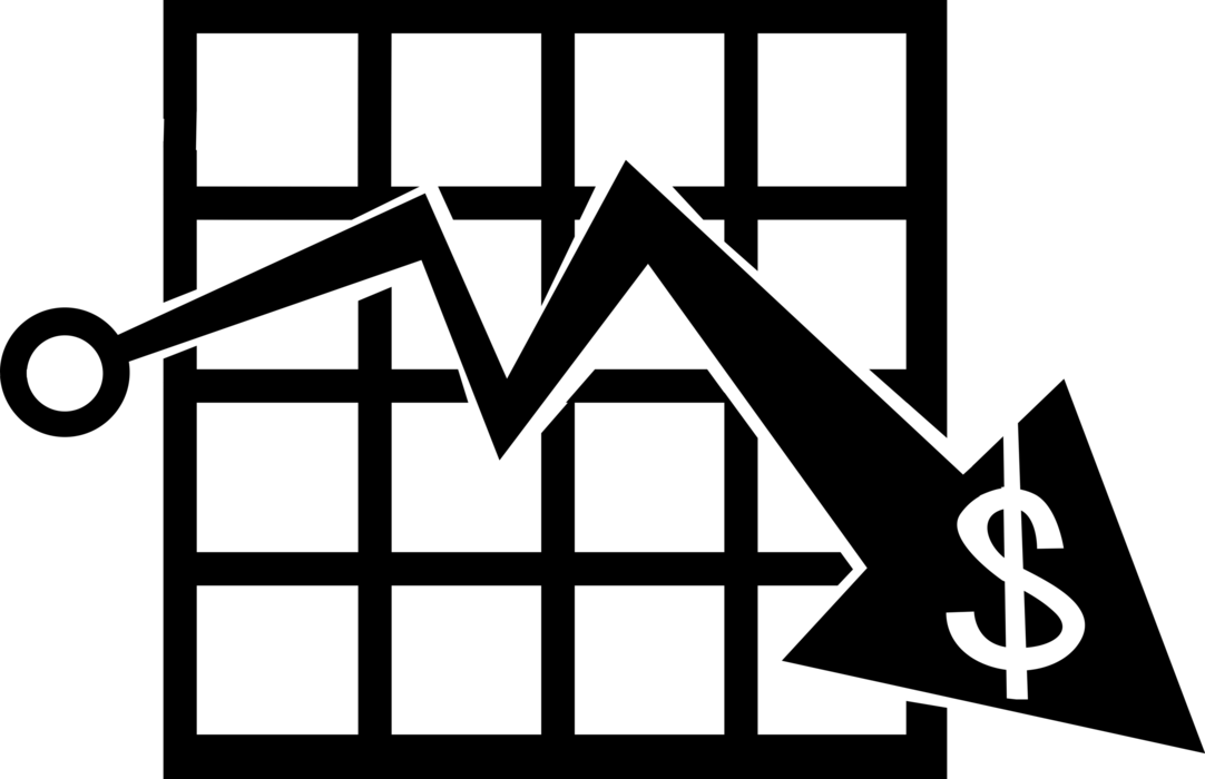 Vector Illustration of Financial Data Sales Loss Chart Diagram or Graph is Graphical Representation of Data