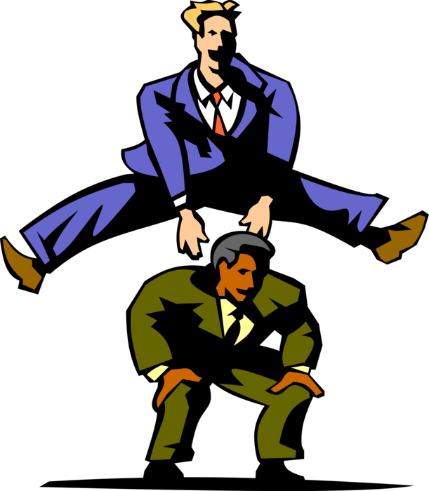 Vector Illustration of Businessmen Play Leapfrog Vaulting Game