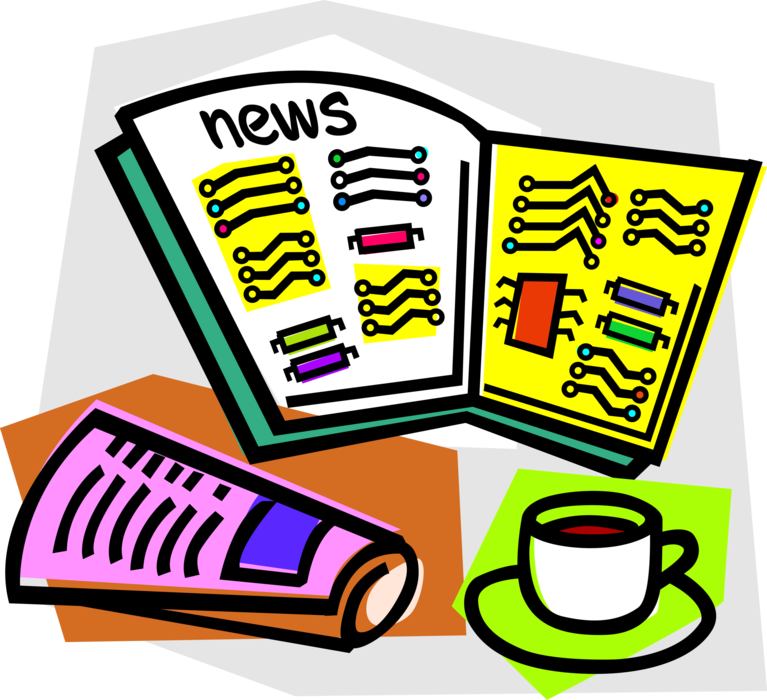 Vector Illustration of Morning Cup of Coffee with Technology News in Newspaper