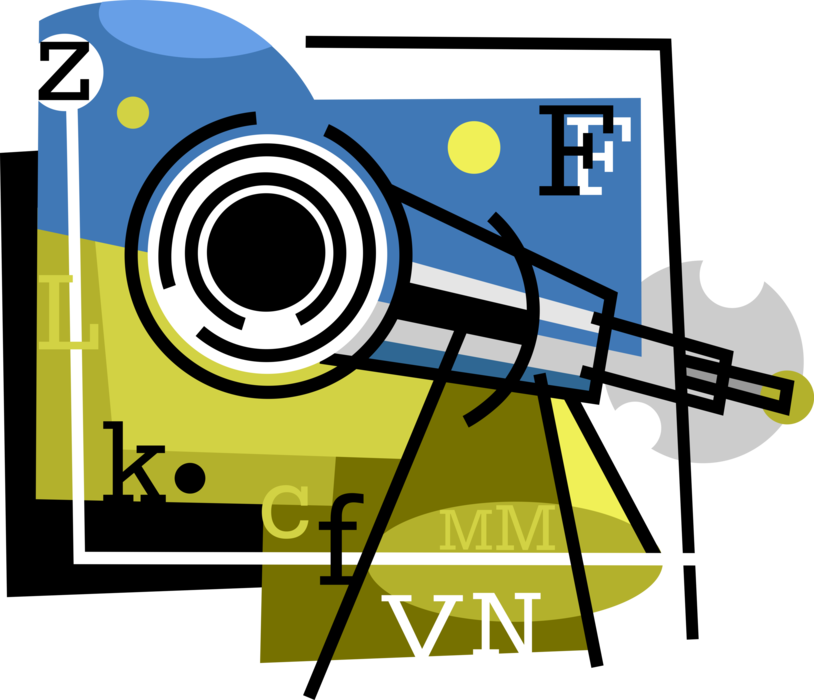 Vector Illustration of Optical Telescope Observes the Known Universe