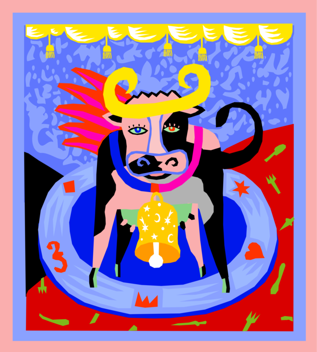 Vector Illustration of Feeling Like Bull in China Shop Idiom