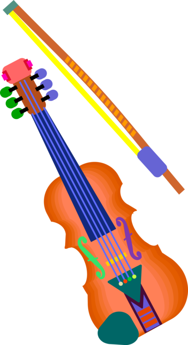 Vector Illustration of Fiddle Violin Stringed Musical Instrument