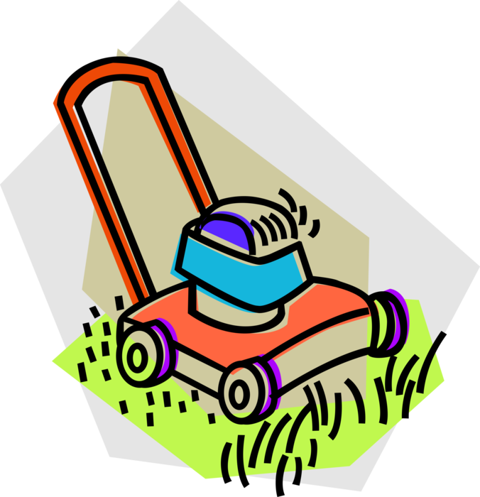 Vector Illustration of Yard Work Lawn Mower Cuts Grass