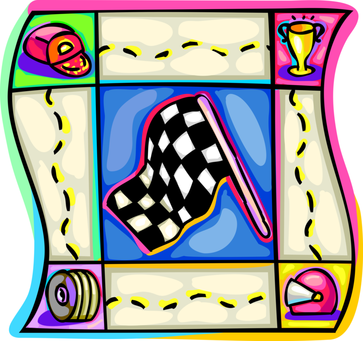 Vector Illustration of Checkered or Chequered Flag used on Race Circuit at Start and Finish