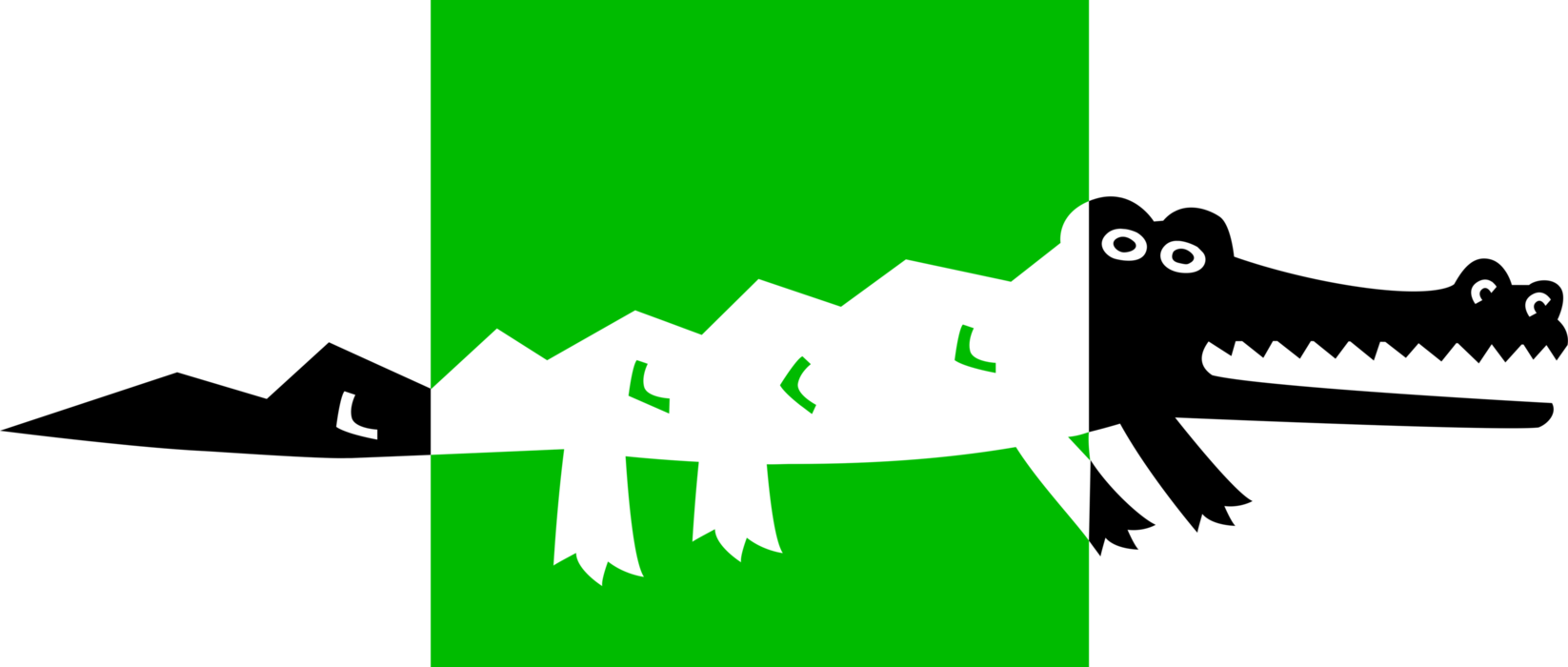 Vector Illustration of Alligator or Crocodile Tropical Aquatic Reptile