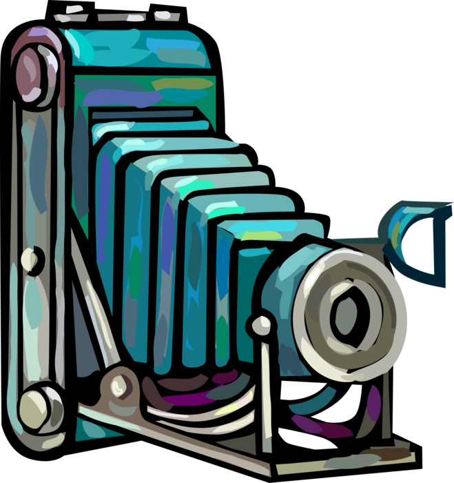 Vector Illustration of Photography Bellows Camera Produces Photographic Images