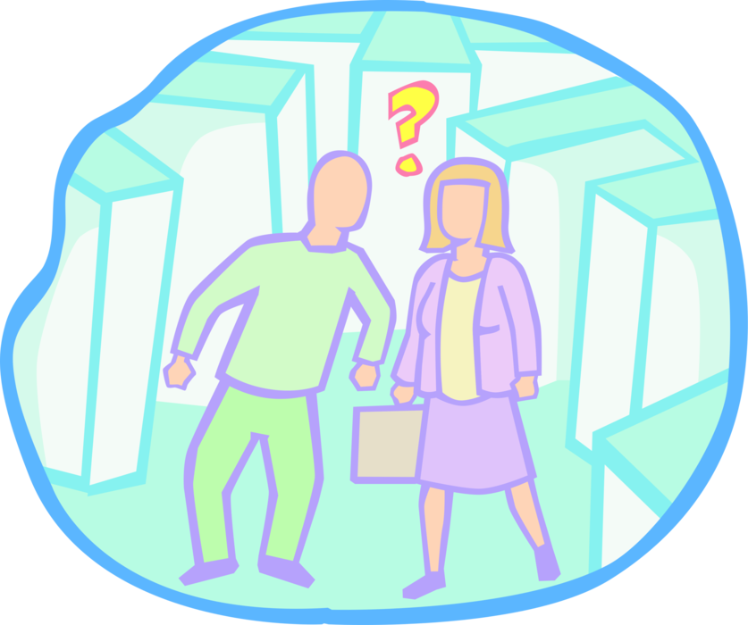Vector Illustration of Confusion or Uncertainty Between Man and Woman