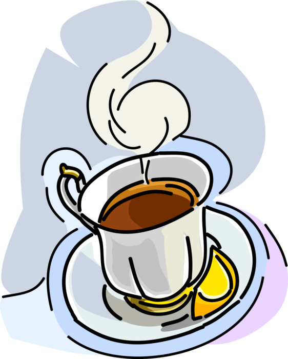 Vector Illustration of Cup of Steeped Tea with Lemon