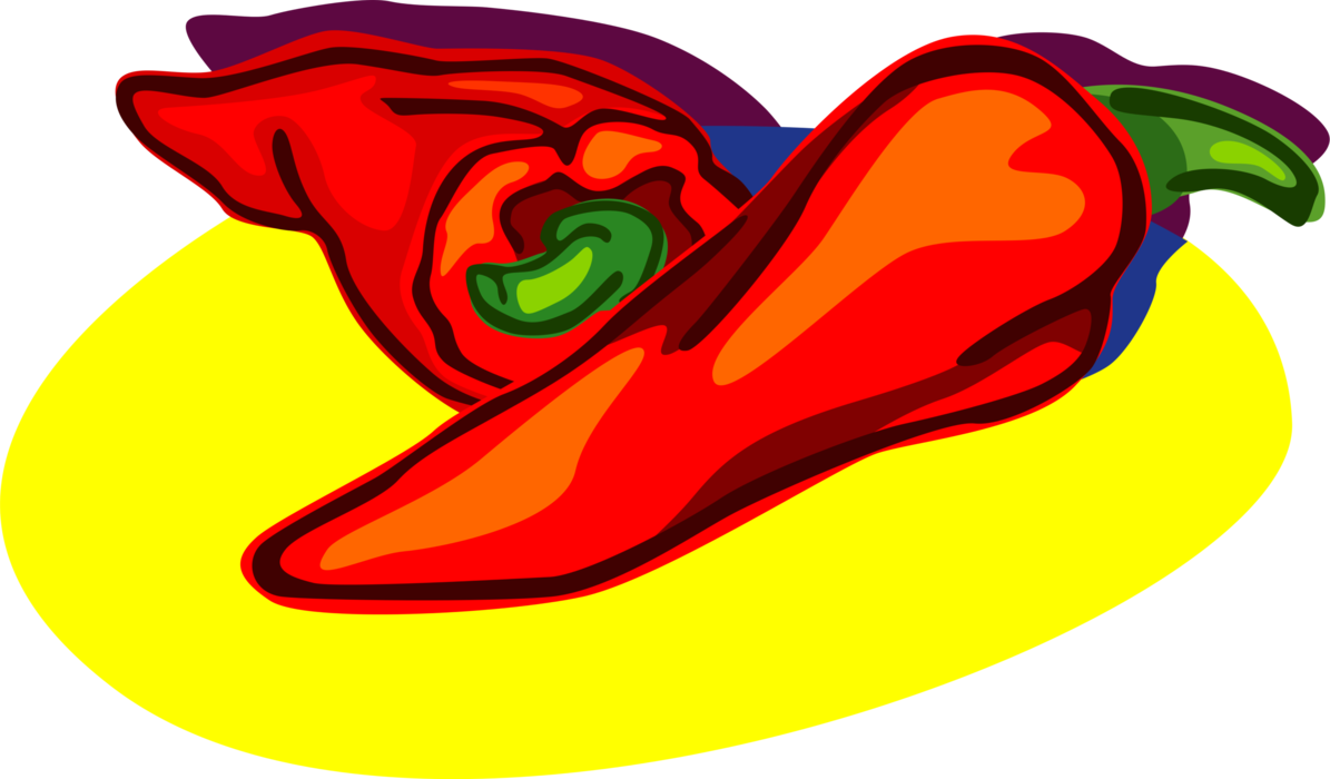 Vector Illustration of Red Peppers Capsicum Chili Peppers