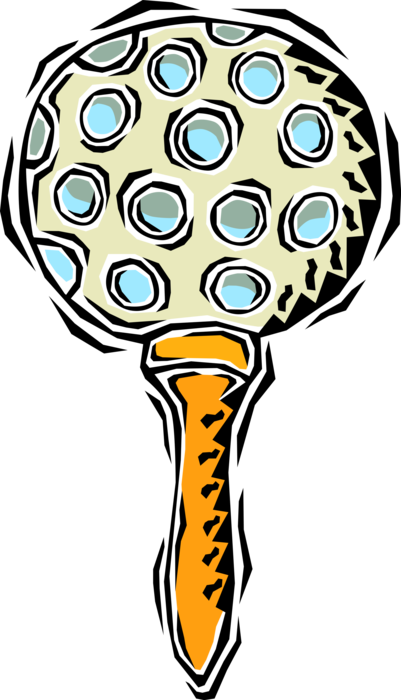 Vector Illustration of Sport of Golf Ball on Golf Tee